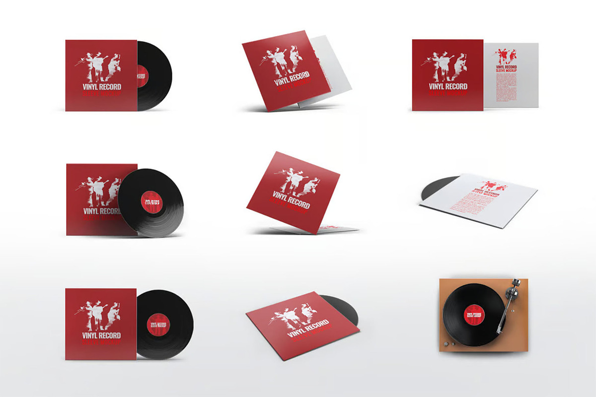 Vinyl Record Sleeve Mock-Up, a Product Mockup by Se٧enStudio (Photo 1 of 9)