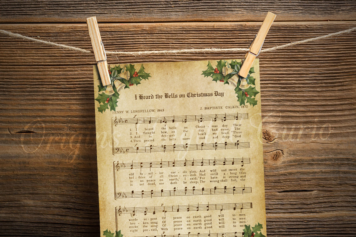 Vintage Christmas Sheet Music, a Texture Graphic by Digital Curio for Old Fashioned Free Printable Vintage Christmas Sheet Music