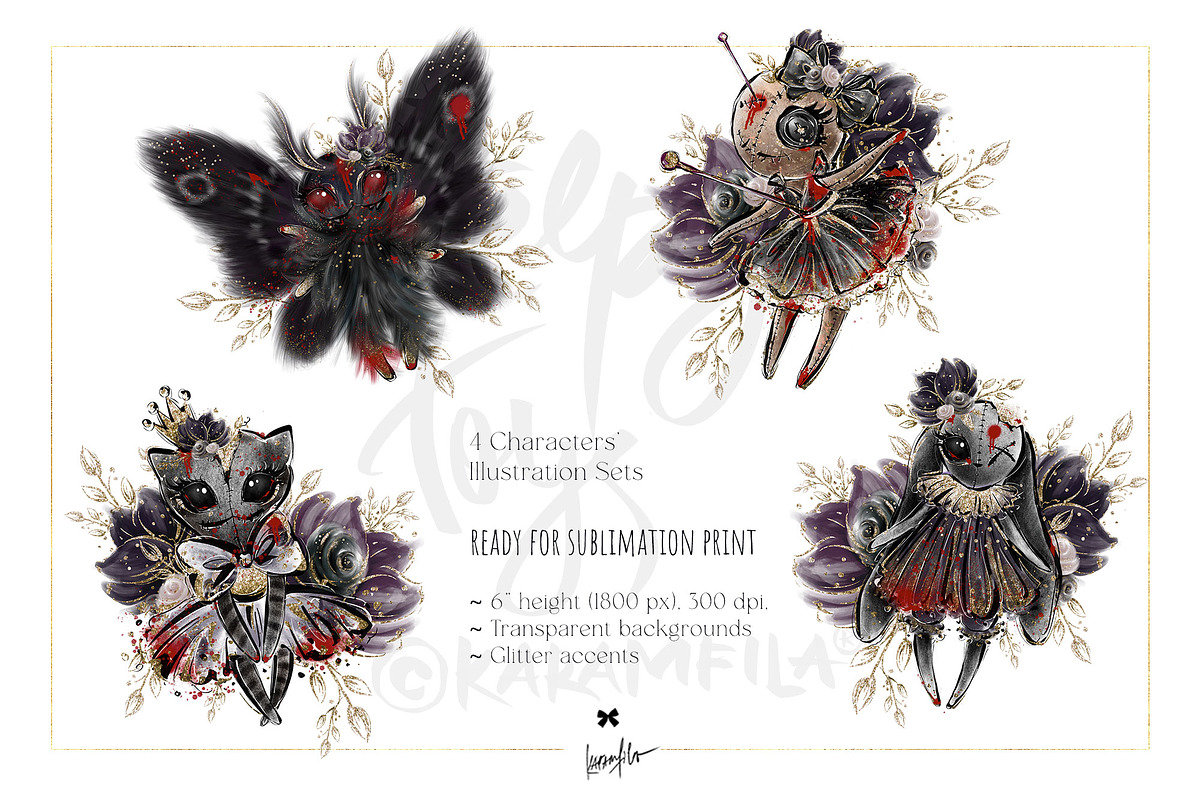 Creepy Halloween Voodoo Dolls PNGs, a Seasonal Illustration by KaramfilaS (Photo 4 of 9)