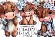 Cute & Funny Festive Highland Cow, an Illustration by Daily.Designs (Thumbnail 1 of 5)