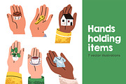 Hands holding tiny items set, a Person Illustration by Good Studio (Thumbnail 1 of 4)