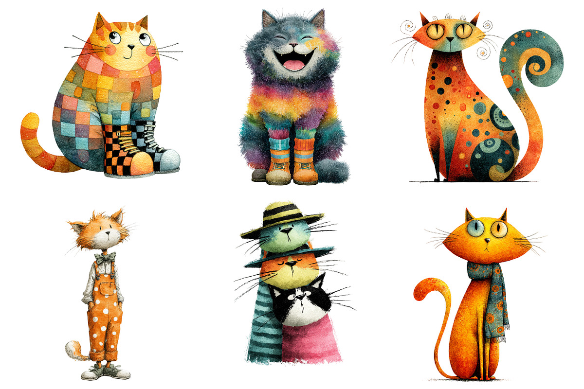 Whimsical Funny Cat Bundle, an Illustration by SinaCreation (Photo 3 of 7)