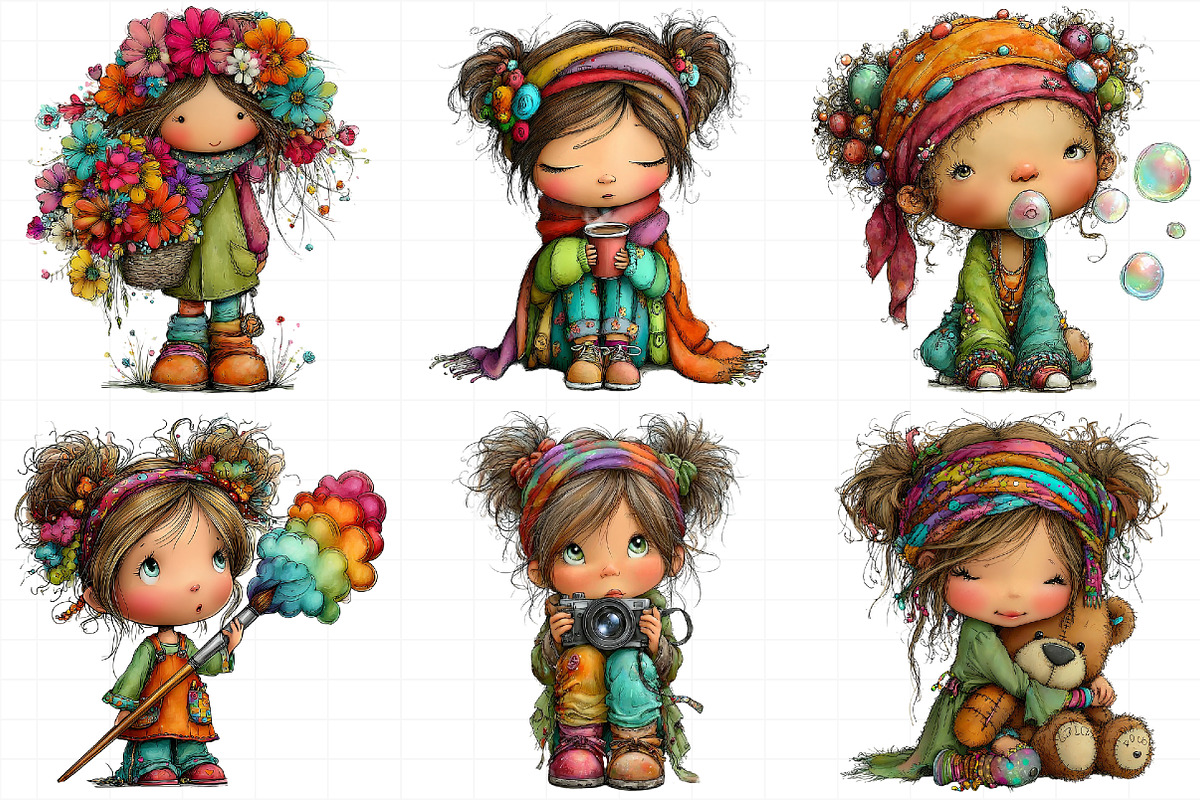 Quirky Cute Little Girl Clipart, an Illustration by Daily.Designs (Photo 6 of 7)