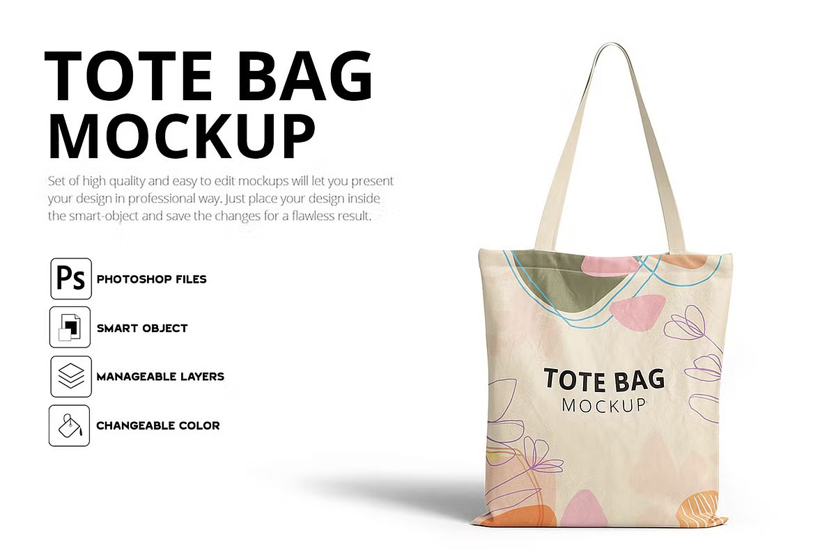 Tote Bag Mockup, an Apparel Mockup by GraphicsPixel (Photo 1 of 3)