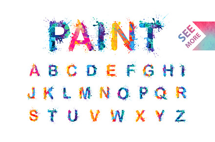 Set of splash letters. Vector