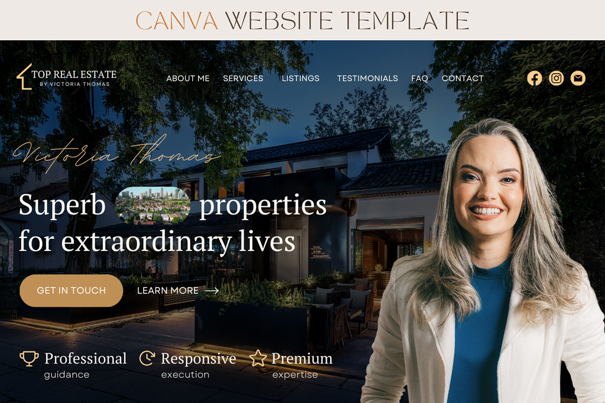 Canva Website Template Real Estate, a Landing Page Template by vectorocean (Photo 1 of 11)