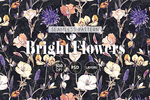 Bright Flowers - Seamless Patterns