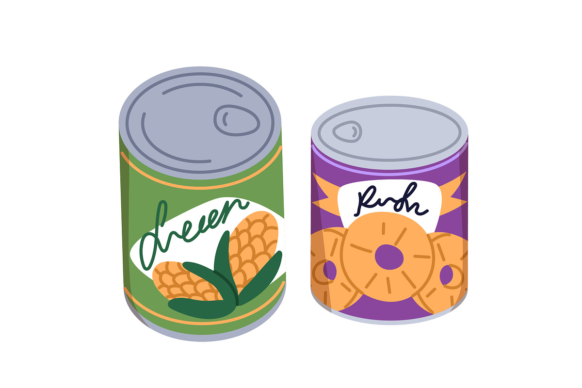 Tin cans and bottles, preserves set, a Food Illustration by Good Studio (Photo 6 of 6)