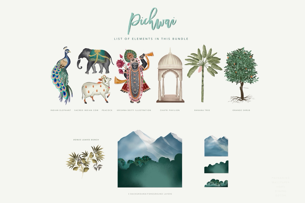 Pichwai Indian Art Bundle, an Illustration by Artifactory Studios (Photo 5 of 6)