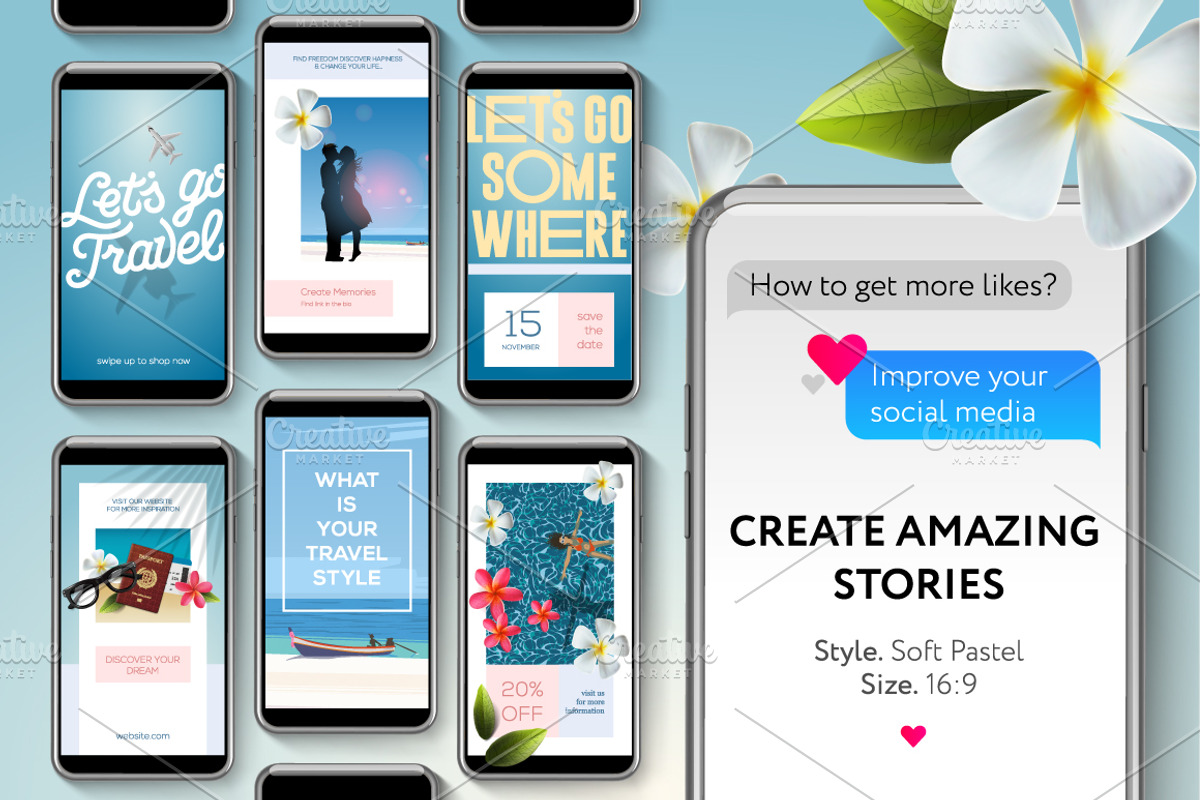 Instagram Stories: Travel Style, a Social Media Template by PREMIUMVECTOR