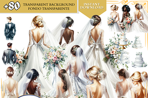 Bride watercolor Wedding from back, a Person Illustration by VM PARTYS  BY TAIRUMA