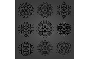 Set of Round Snowflakes With Winter, a Texture Illustration by FineArtStudio