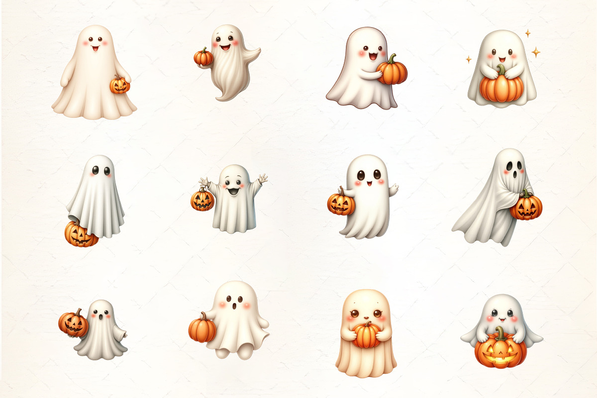 Ghost with Pumpkin Clipart, an Illustration by CrexoraLab (Photo 2 of 5)