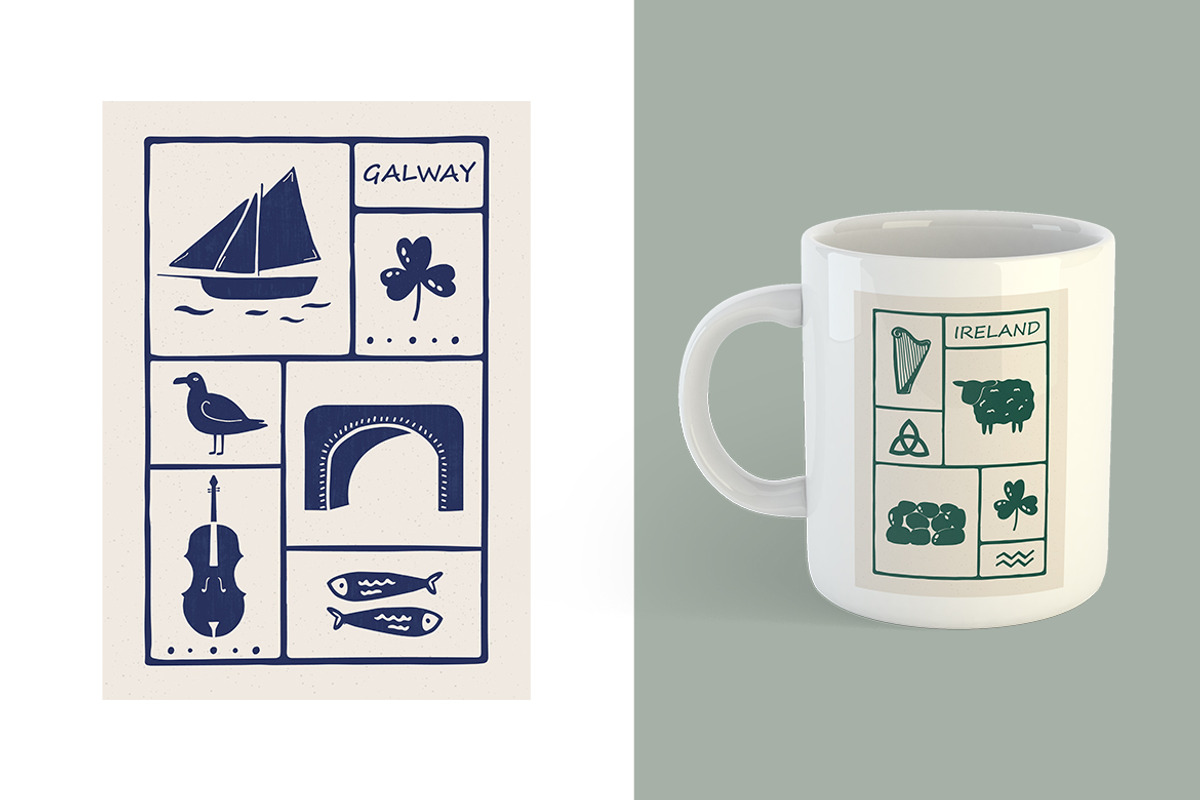 Irish Travel Posters, Hand-Drawn Art, a Background Graphic by danceyourlife (Photo 5 of 5)