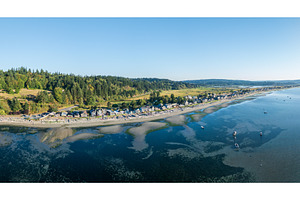 Aerial view of Double Bluff beach on, a Nature Photo by Backyard Stock