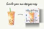 Bubble Tea Watercolor Clipart, a Food Illustration by Anna Design Studio (Thumbnail 8 of 11)
