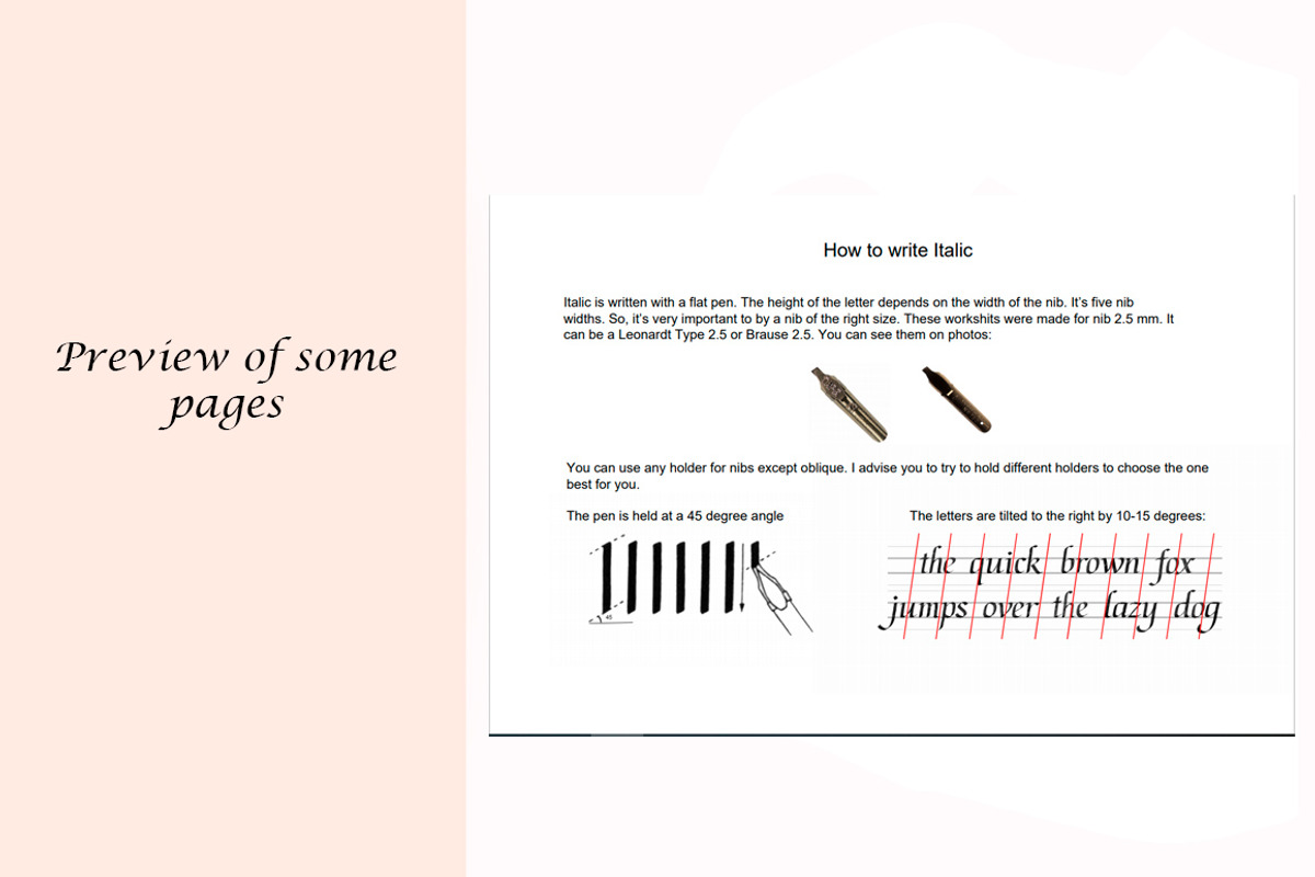 Italic calligraphy Guidelines, a Brochure Template by Line and Bloom (Photo 5 of 8)