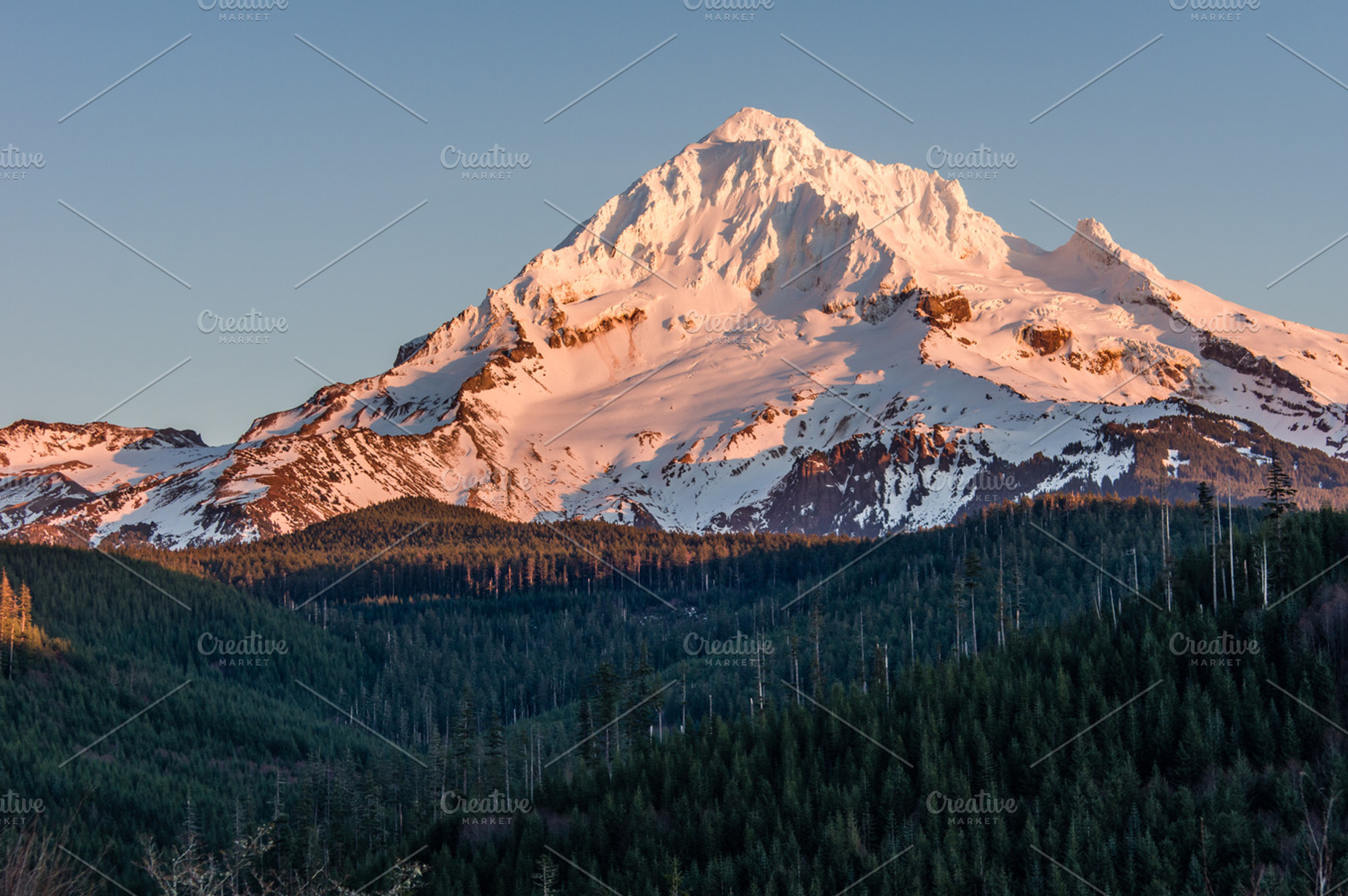 Mount Hood with snow cover, a Nature Photo by Zigzag Mountain Art