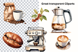 Coffee Lover Watercolor Clipart