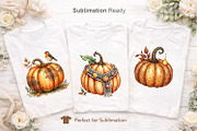Fall Watercolor Pumpkin Clipart, an Illustration by Artnoy (Thumbnail 5 of 8)
