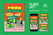 Orange Quirky Food Truck Flyer Set, a Flyer Template by graphicook (Thumbnail 1 of 3)