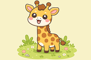 Giraffe Cartoon Standing in Meadow, an Animal Illustration by Artpon Illustration (Thumbnail 3 of 3)