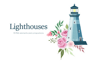 Lighthouses and floral compositions
