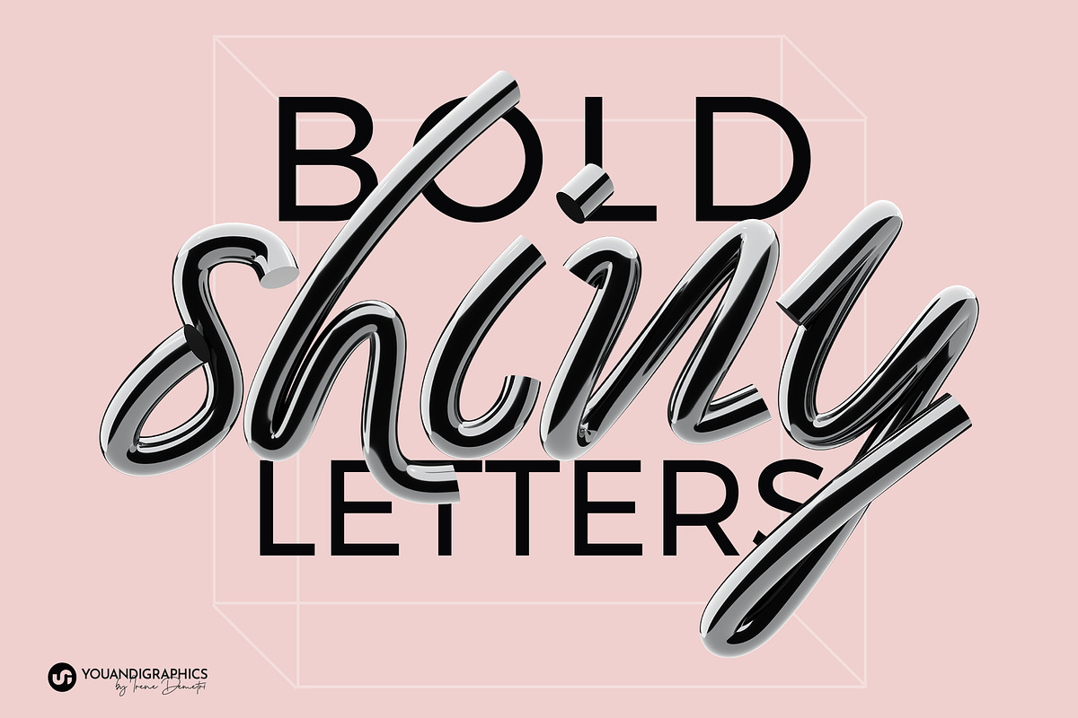 Chrome 3D Lettering set, an Object Graphic by Youandigraphics (Photo 2 of 13)