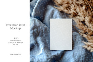 Blue 5x7 Invitation card mockup PSD