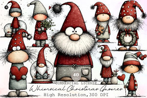 Whimsical Christmas Gnomes Clipart, an Illustration by Sublimation Artist