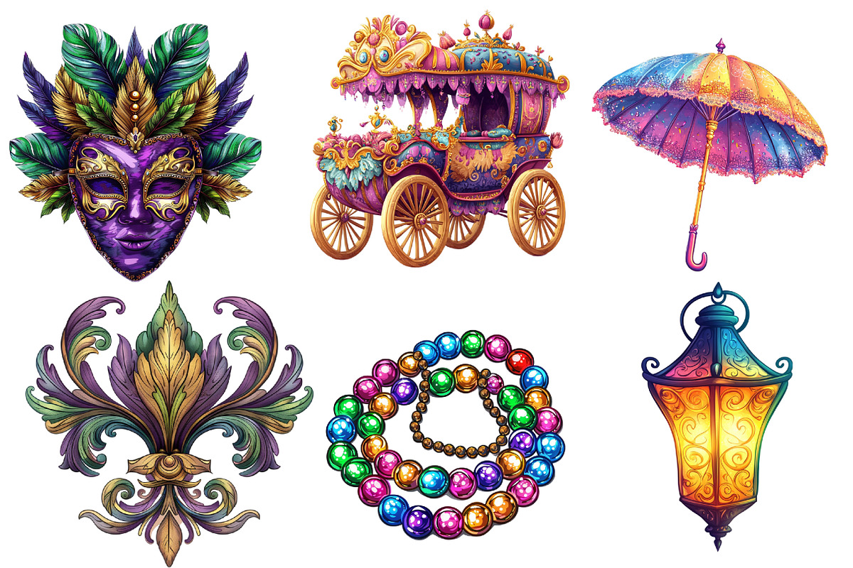 Mardi Gras Sublimation Clipart, an Illustration by Watercolor design (Photo 2 of 4)