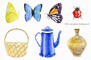 Wild flowers watercolor set, a Background Graphic by Elegantia (Thumbnail 5 of 15)