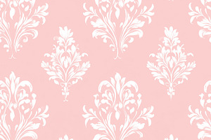 Seamless pattern, pink seamless pattern with white baroque flora, a Pattern Graphic by Studio ANNA