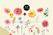 Watercolor Bright Wildflower Clipart, a Decorative Illustration by OKArtHub (Thumbnail 3 of 9)
