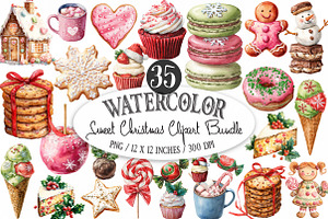 Sweet Christmas Clipart Bundle PNG, an Illustration by Designking