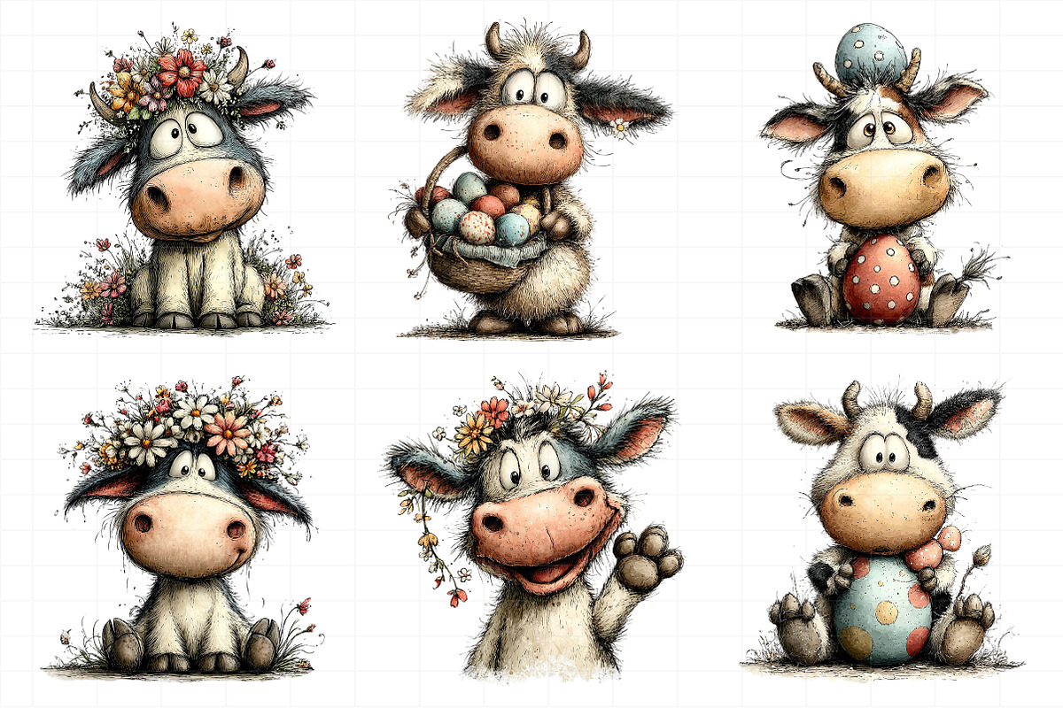 Whimsical Easter Cow Clipart, an Illustration by Daily.Designs (Photo 7 of 8)