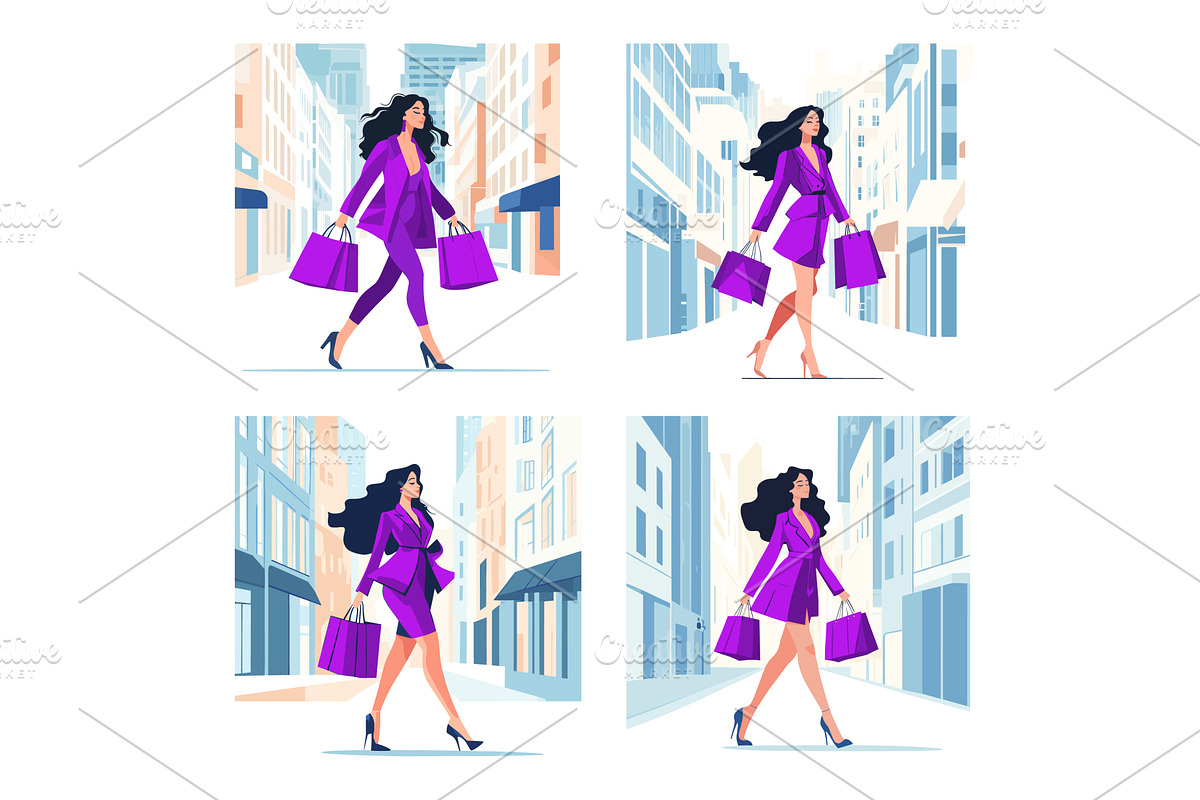 Cartoon shopping fashionable, a Person Illustration by Stock-Smart-Start