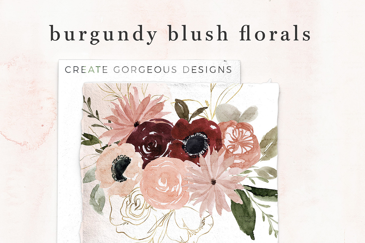 Burgundy Blush Floral Clip Art PNG, a Texture Illustration by Essem Creatives (Photo 4 of 9)