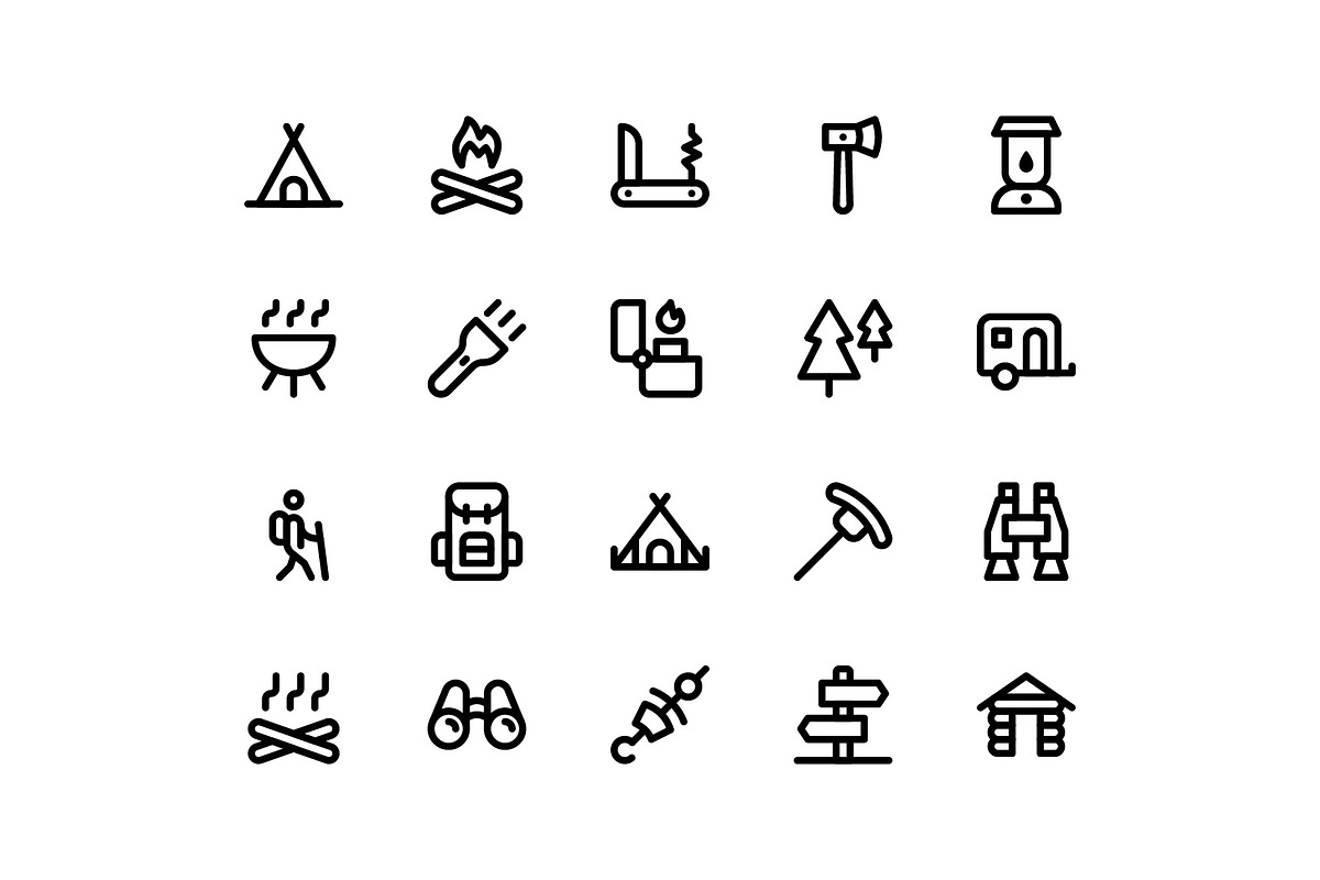 Camping Line Icons, an Icon by Ayub_Irawan