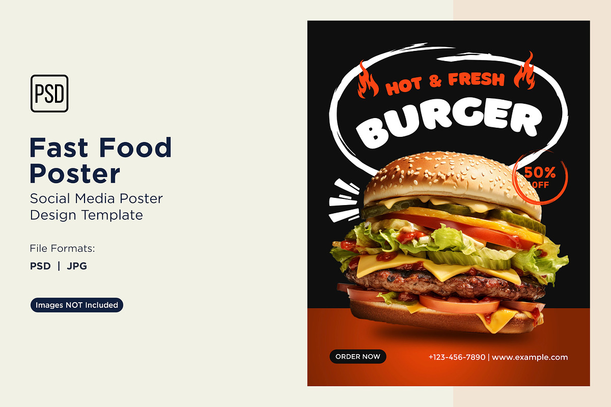 Fast Food Poster Design Template 41, a Social Media Template by shahsoft (Photo 1 of 2)