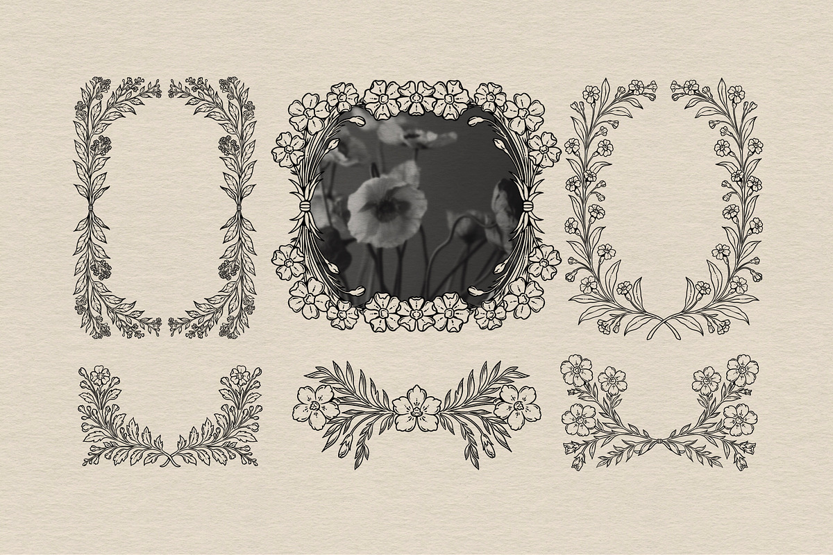 Floral Line Art Collection, a Decorative Illustration by heyXeni (Photo 7 of 12)