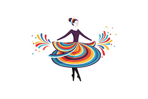 Colorful dancing woman in a swirling, an Illustration by designvectx