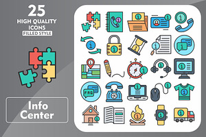 25 Info Center Line Filled Icons, an Icon by Pexelpy