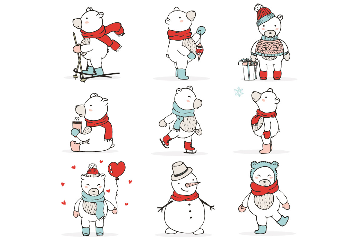 Christmas Bears Icons & Cards, an Animal Illustration by Julia Shvets (Photo 4 of 4)