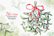 Mistletoe Watercolor Clipart., a Decorative Illustration by VetaDesign (Thumbnail 3 of 12)