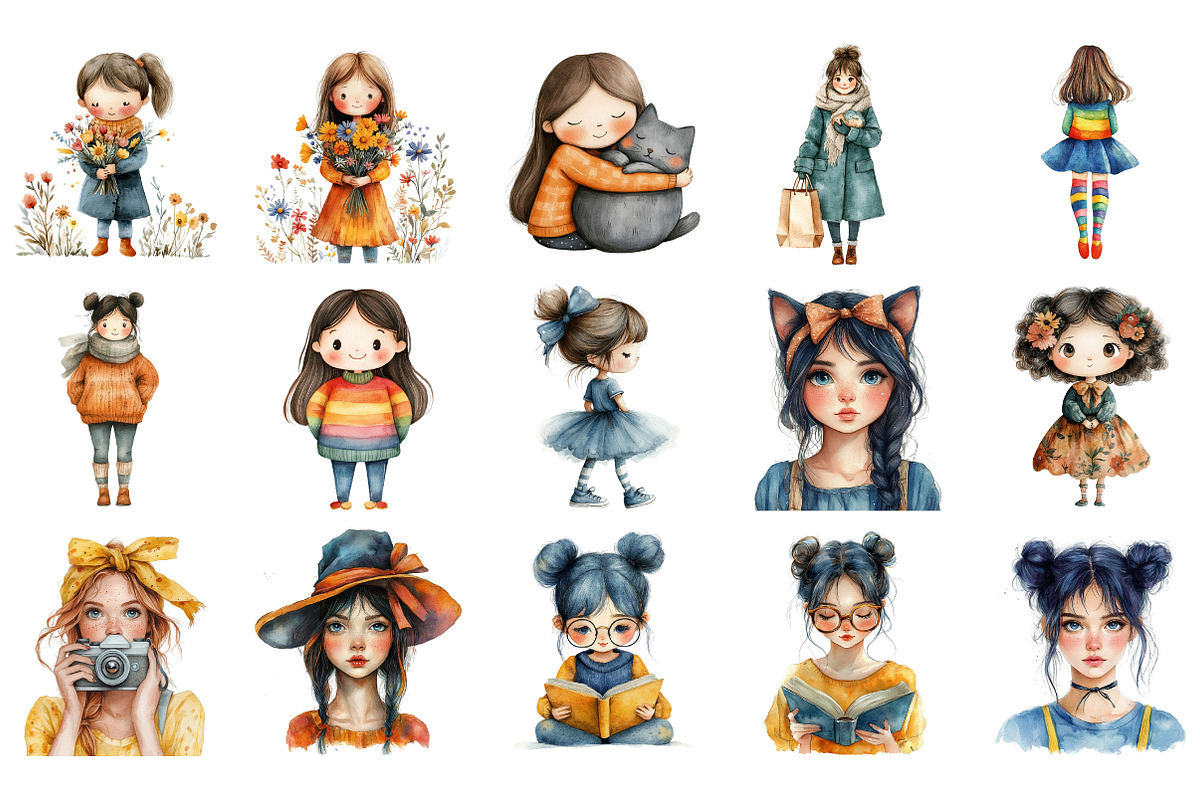 Quirky Girl Clipart, an Illustration by Designking (Photo 2 of 5)