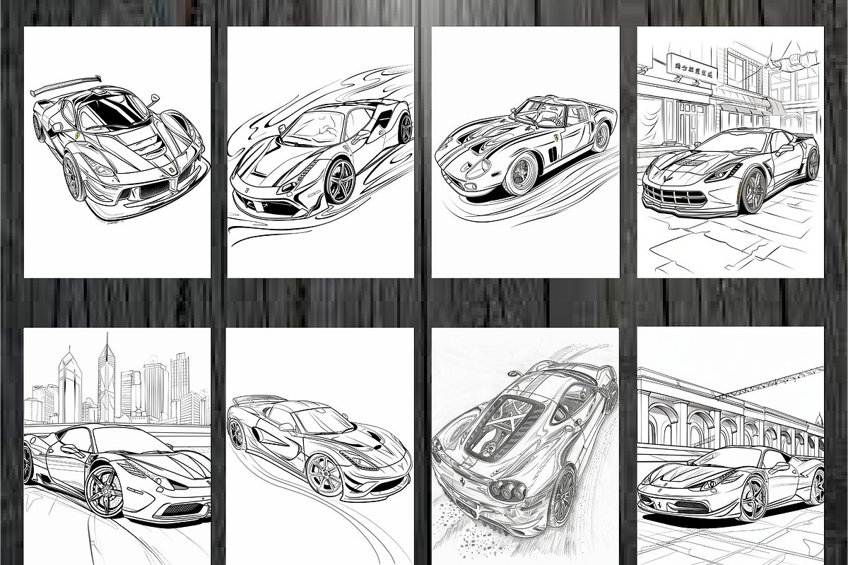 170 Sports Car Coloring Pages, a Sport Illustration by Daisy Doodle
