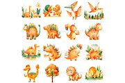 Cute Dinosaur Clipart + Patterns, an Animal Illustration by Nicole Branger Art (Thumbnail 6 of 27)