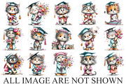 Whimsical Graduation Cat Clipart PNG, a Seasonal Illustration by Canvas Craft (Thumbnail 4 of 10)