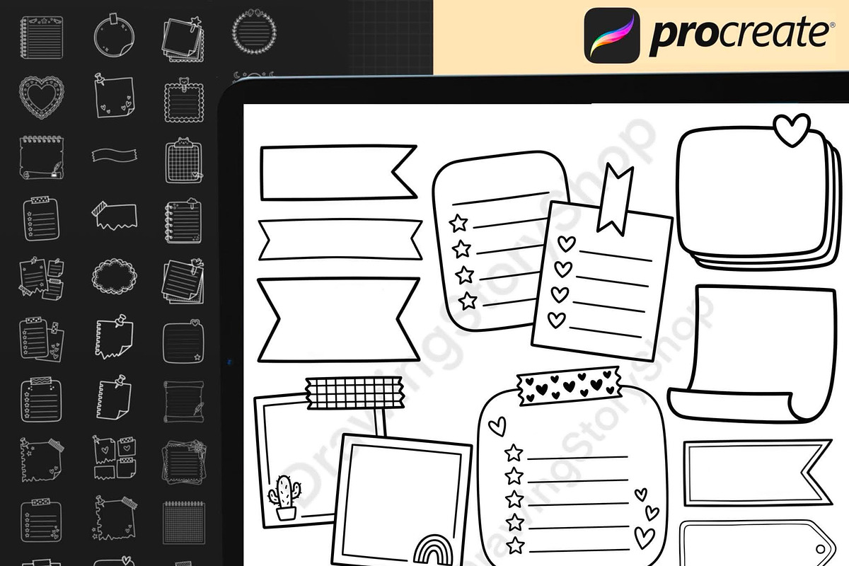 200 Procreate Kawaii Planner Stamps, a Brush Add-On by DrawingStoryShop (Photo 3 of 6)
